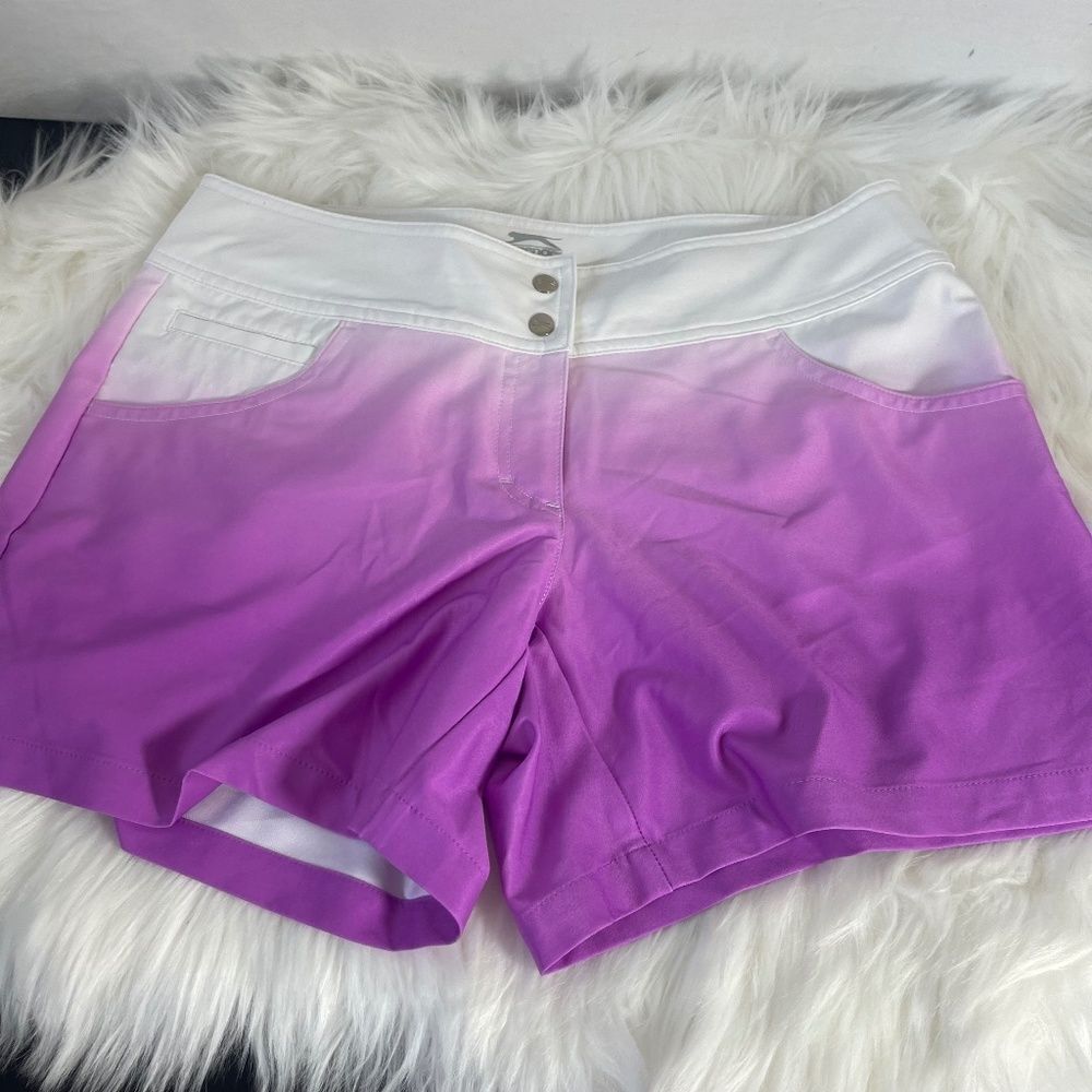 Slazenger White/Purple Ombre Golf Shorts Sz 4‎